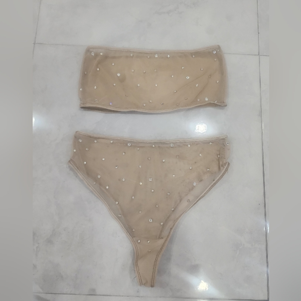 Rhinestone 2 piece exotic dance set